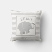 Moderne grijze en witte olifant monogram kussen (Voorkant)