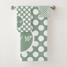 Moderne grijze en witte stippen badhanddoekenset bad handdoek