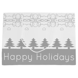 Moderne Grijze en Witte Vakantie Groot Cadeauzakje