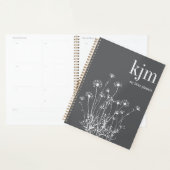 Moderne grijze en witte wilde bloemen planner (Display)