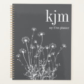Moderne grijze en witte wilde bloemen planner (Voorkant)