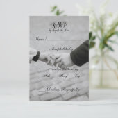 Moderne grijze en zwarte antwoordkaart voor een hu RSVP kaartje (Staand voorkant)