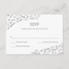Moderne Grijze Foliage RSVP-kaart RSVP Kaartje