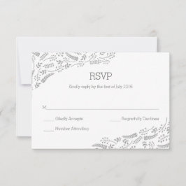 Moderne Grijze Foliage RSVP-kaart RSVP Kaartje