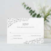 Moderne Grijze Foliage RSVP-kaart RSVP Kaartje (Staand voorkant)