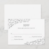 Moderne Grijze Foliage RSVP-kaart RSVP Kaartje (Voorkant / Achterkant)