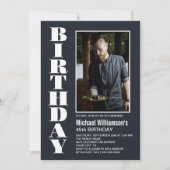 Moderne grijze foto van Birthday Party Kaart (Voorkant)
