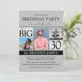 Moderne Grijze Fotocollage 30e Verjaardag Uitnodig Kaart (Staand voorkant)