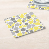 Moderne grijze gele bubels kartonnen onderzetters (Schuin)