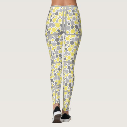 Moderne grijze gele bubels leggings (Achterkant)