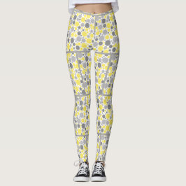 Moderne grijze gele bubels leggings