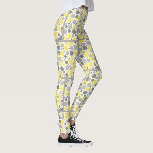Moderne grijze gele bubels leggings (Rechts)