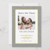 Moderne grijze gele patroon | Save the Date foto (Voorkant)