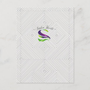 Moderne grijze geometrische diamantlijnpatroon op briefkaart
