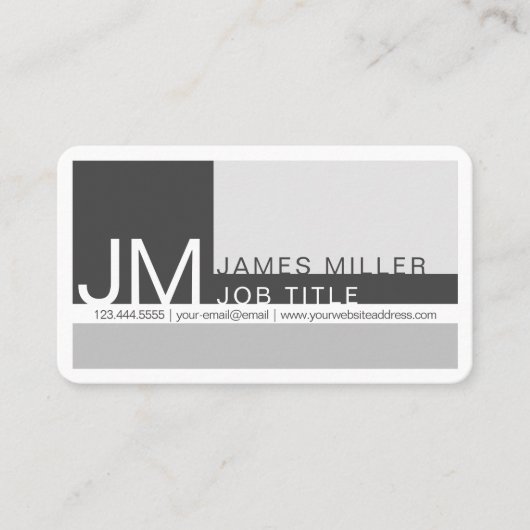 Moderne Grijze Geometrische Donkergrijze Witte Zak Visitekaartje (Voorkant)