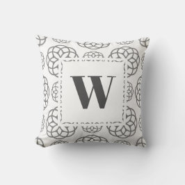 Moderne grijze geometrische monogram kussen