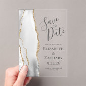 Moderne Grijze Gouden Agaat Trouwen Save the Date Acryl Uitnodigingen (Insitu (Draagbaar))