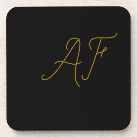 Moderne grijze gouden monogram beginletters ontwer bier onderzetter (Voorkant)