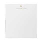 Moderne grijze gouden script monogram notitieblok (Voorkant)