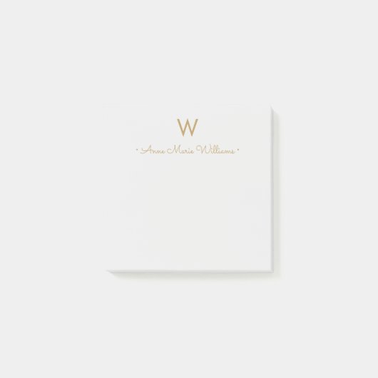 Moderne Grijze Gouden Script Monogram Post-it® Notes (Voorkant)