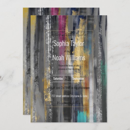 Moderne grijze goudpenselen Abstract schilderen (Voorkant / Achterkant)