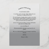 Moderne grijze gradiënt elegante foto script bruil folie uitnodiging (Achterkant)
