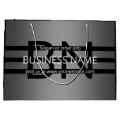 Moderne grijze gradiënt & horizontale zwarte strep groot cadeauzakje (Achterkant)