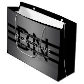 Moderne grijze gradiënt & horizontale zwarte strep groot cadeauzakje (Voorkant Gekanteld)