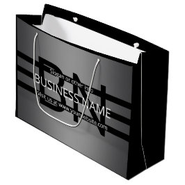 Moderne grijze gradiënt & horizontale zwarte strep groot cadeauzakje