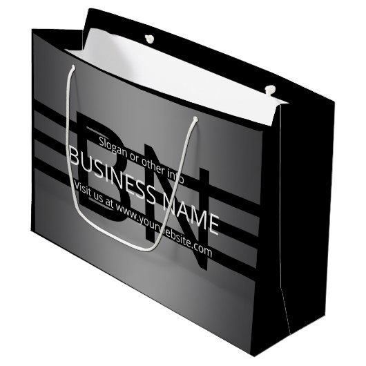 Moderne grijze gradiënt & horizontale zwarte strep groot cadeauzakje (Voorkant Gekanteld)