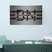 Moderne grijze gradiënt & horizontale zwarte strep spandoek (Beurs)