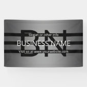 Moderne grijze gradiënt & horizontale zwarte strep spandoek (Horizontaal)