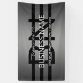 Moderne grijze gradiënt & horizontale zwarte strep spandoek (Verticaal)