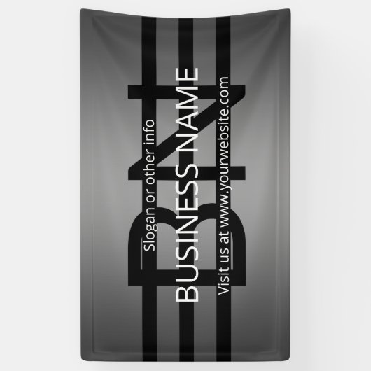 Moderne grijze gradiënt & horizontale zwarte strep spandoek (Verticaal)