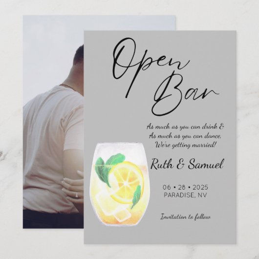 Moderne Grijze Grappige Foto Save The Date (Voorkant / Achterkant)