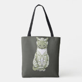 Moderne Grijze Grappige Kattenzin Huisdierenschild Tote Bag (Achterkant)
