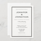 Moderne grijze grens bruiloft uitnodigingen (Voorkant / Achterkant)