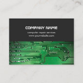 Moderne Grijze Groene Circuit Board Computer Repar Visitekaartje (Voorkant)