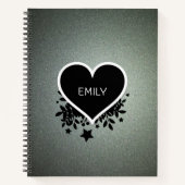 Moderne Grijze Groene Glitter Notitieboek (Voorkant)