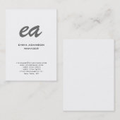 Moderne grijze grote witte monogram achtergrond visitekaartje (Voorkant / Achterkant)