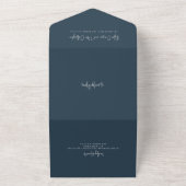 Moderne grijze handgeschreven script elegante trou all in one uitnodiging (Buitenkant)