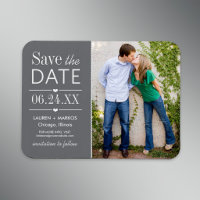 Moderne grijze harten trouwfoto save the date