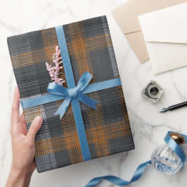 Moderne grijze houtskoolruitpatroon stalen ruit cadeaupapier