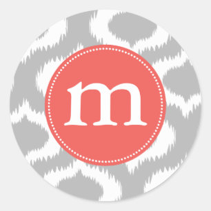 Moderne Grijze Ikat Diamanten Gepersonaliseerd Ronde Sticker