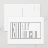 Moderne grijze Initialen en Logo Briefkaart (Voorkant / Achterkant)