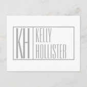 Moderne grijze Initialen en Logo Briefkaart (Voorkant)