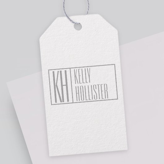 Moderne grijze Initialen en Logo Cadeaulabel