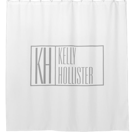 Moderne grijze Initialen en Logo Douchegordijn (Voorkant)