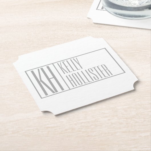 Moderne grijze Initialen en Logo Kartonnen Onderzetters (Gekanteld)