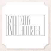 Moderne grijze Initialen en Logo Kartonnen Onderzetters (Voorkant)